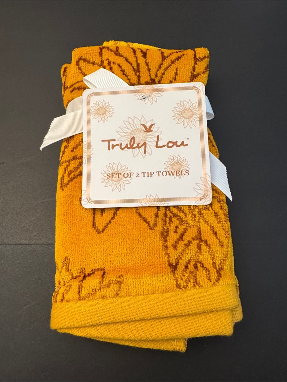 6pc TRULY LOU Sunflower Floral Bath Towel Set - Golden Yellow - Picture 7 of 10